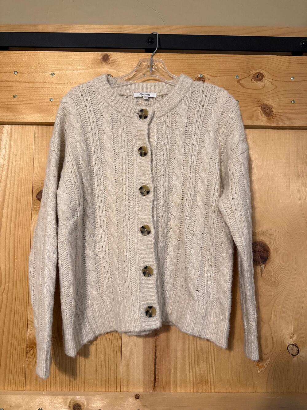 Madewell Wool Blend Cozy Cottage Cable Knit Grandma Cardigan Oversized XXS